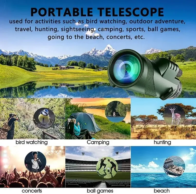 80x100 HD Monocular for Smartp - Auto Tracking Tripod 评论和价格