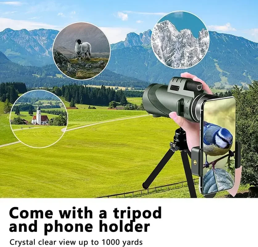 80x100 HD Monocular for Smartp - Auto Tracking Tripod 评论和价格